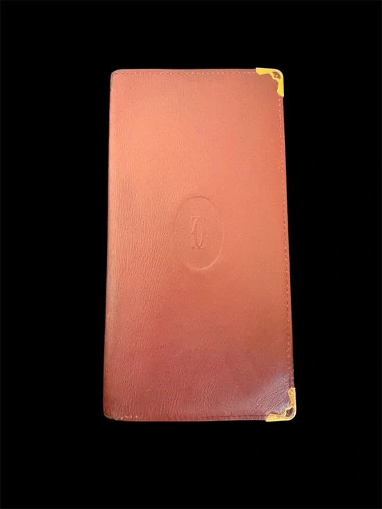 Cartier Burgundy Leather Long Wallet with Gold Corner Accents EUC - Picture 2 of 5